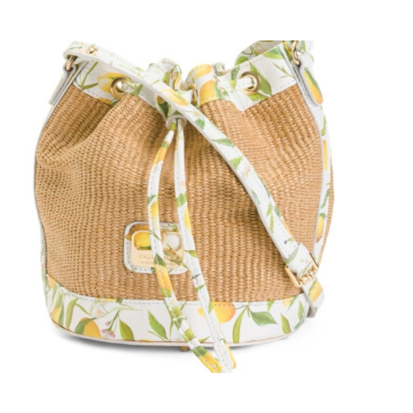 Valentina Handbags - Valentina Women's Tan & White Lemon Bucket Bag crossbody New with tags